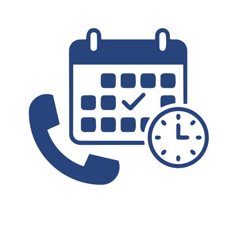 Kalender- und Telefon-Icon für Terminvereinbarung.
